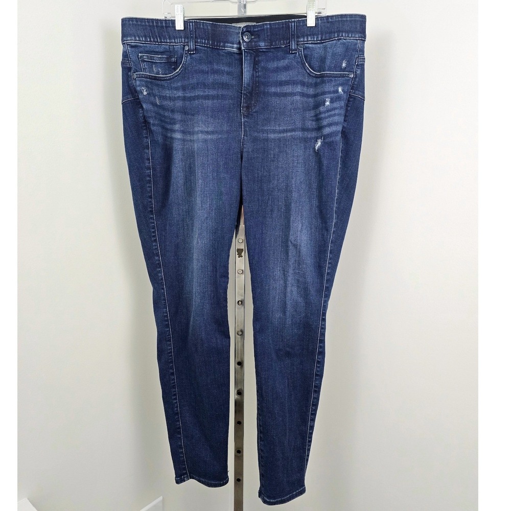 Torrid Feel the Fit Skinny Distressed Dark Wash‎ Jeans Blue 22R